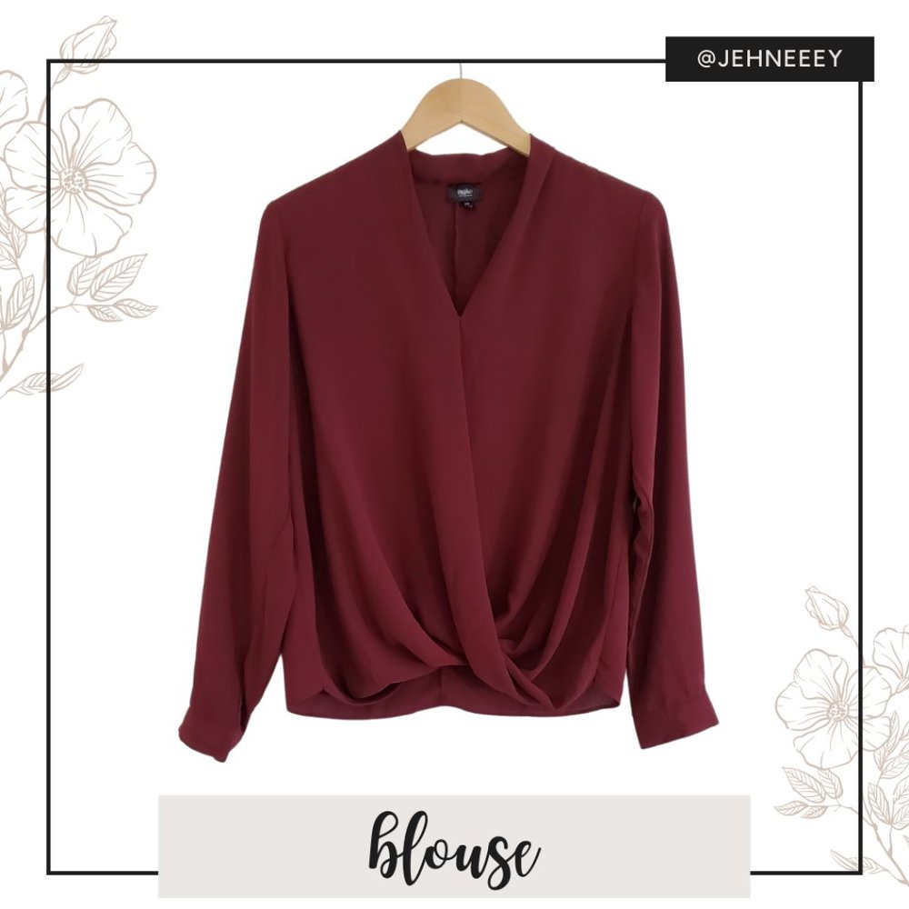 Mossimo Long Sleeve Burgundy Blouse